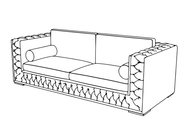 Вектор Контур дивана на белом фоне вектор