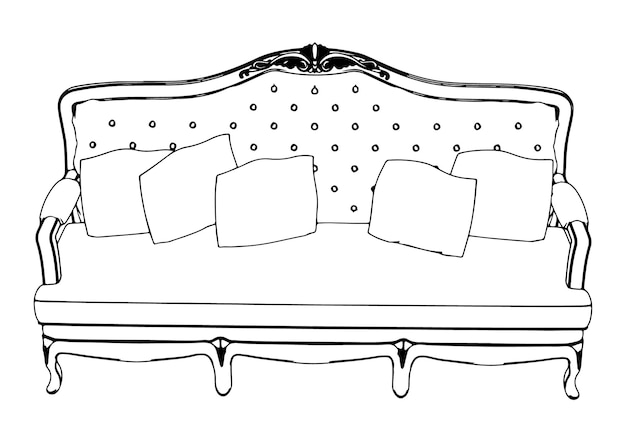 Outline sofa white background vector