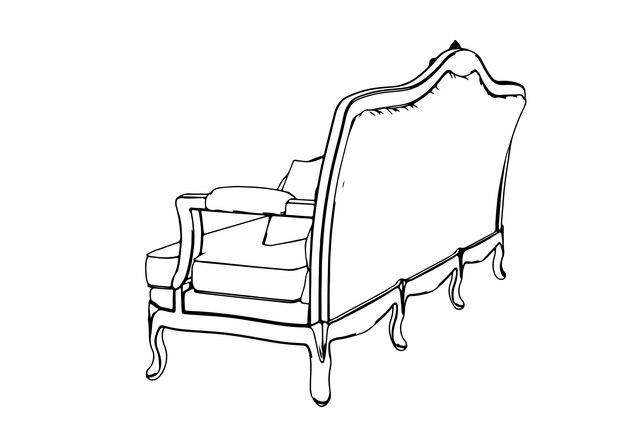 Outline sofa white background vector