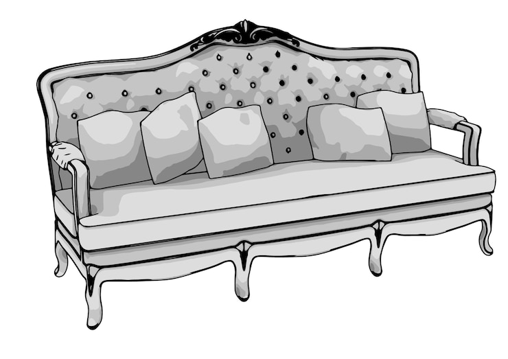 Vector outline sofa white background vector