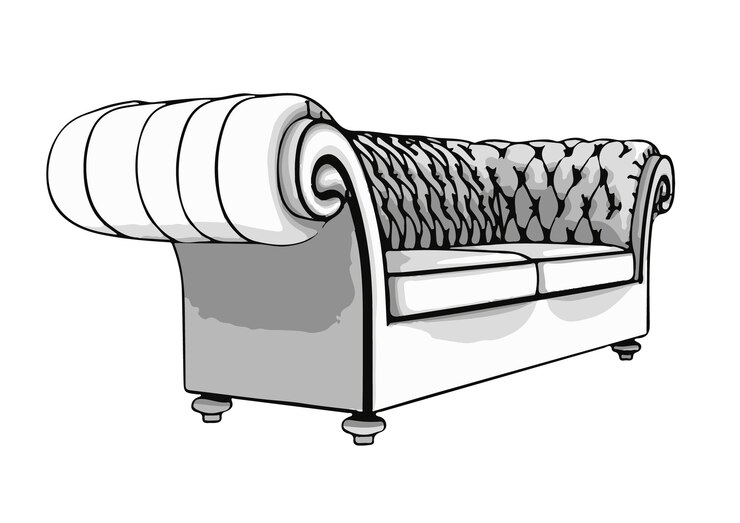 Vector outline sofa white background vector