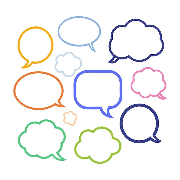 Outline Speech Bubbles en Dialog Boxes Vector Collectie voor veelzijdig gebruik