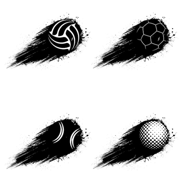 Outline sport grunge balls