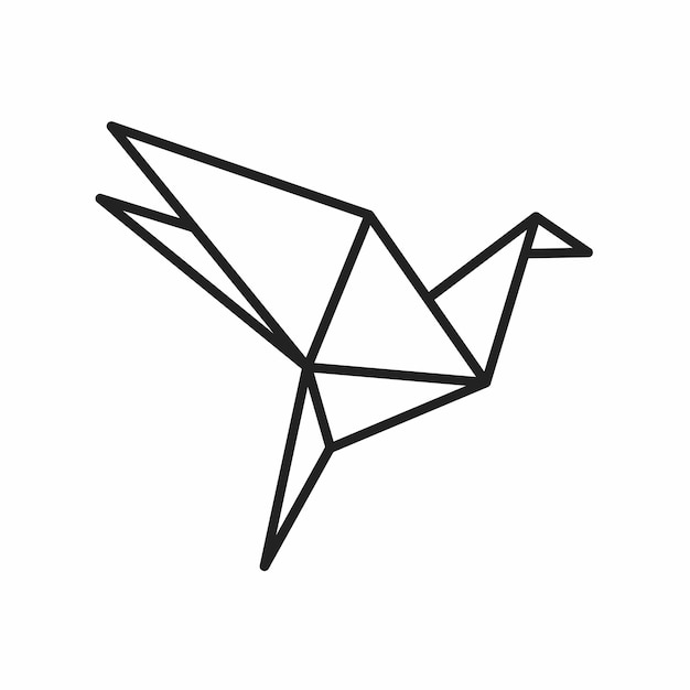 Vector outline style origami icon on white background