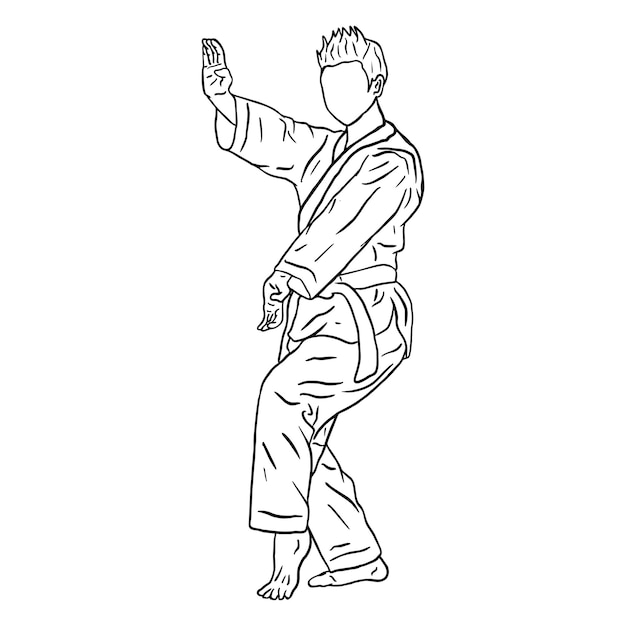 outline taekwondo fighter icon vector illusration