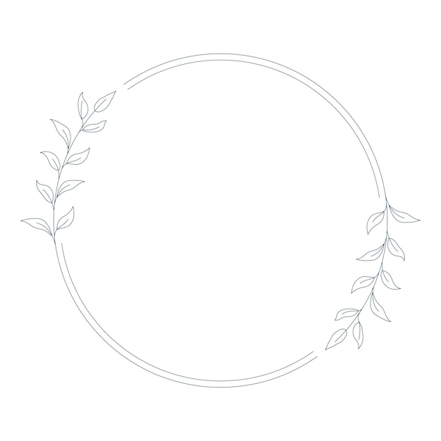 Vector outline thin floral frame