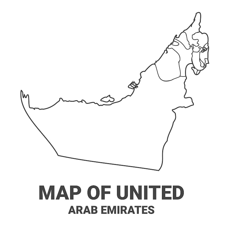 Vector outline united arab emirates map with borders of region vector illustration