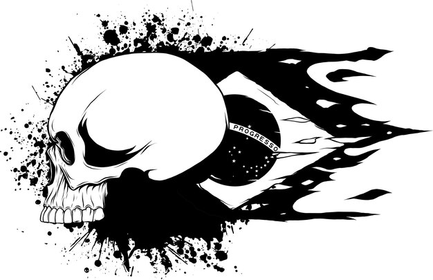 outline vector skull in black