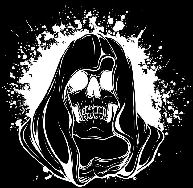 Vector outline vector skull in black