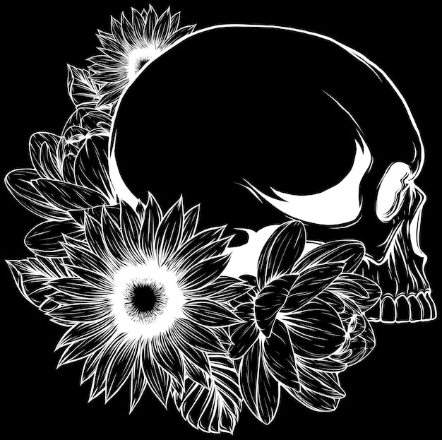 outline vector skull in black