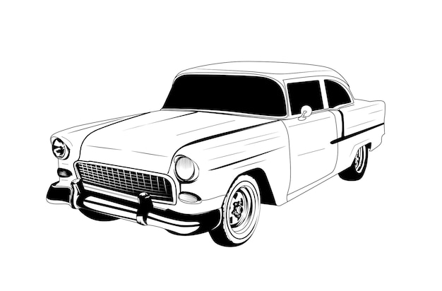 outline vintage car vector illustration