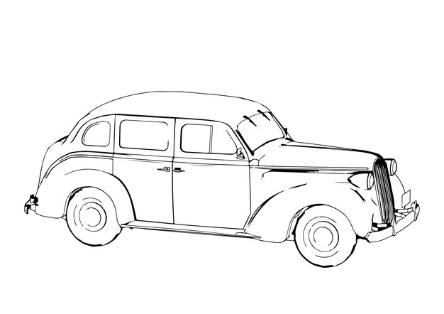 Vector outline vintage car on white background vector