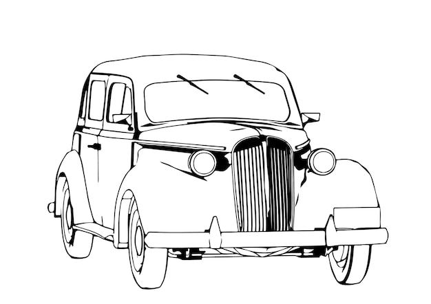 Vector outline vintage car on white background vector