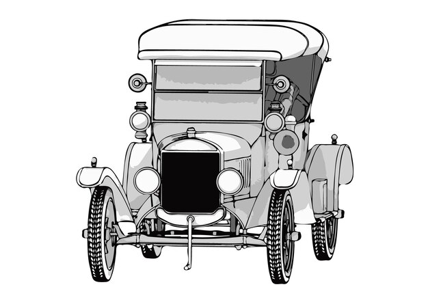 Outline vintage car on white background vector