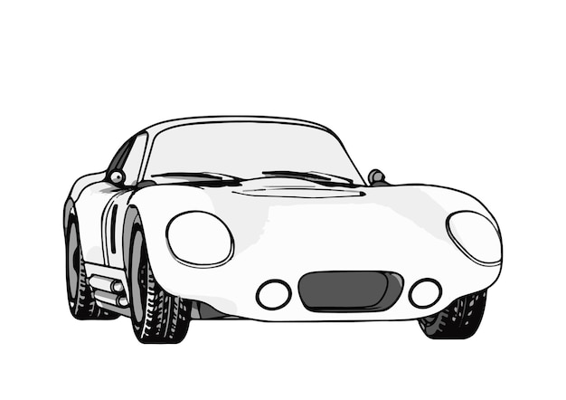 Outline vintage car on white background vector