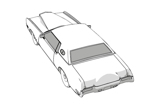 Контур старинного автомобиля на белом фоне вектора