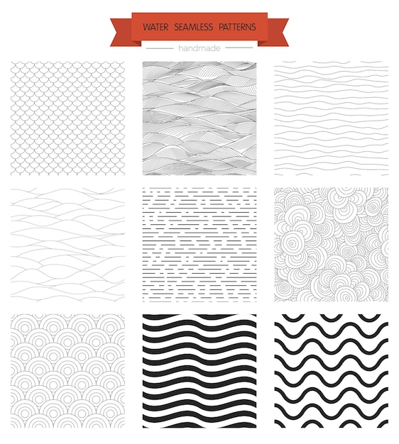 Outline waves, geometrical seamless patterns with transparent background. Can be used for wallpaper, web page, prints.