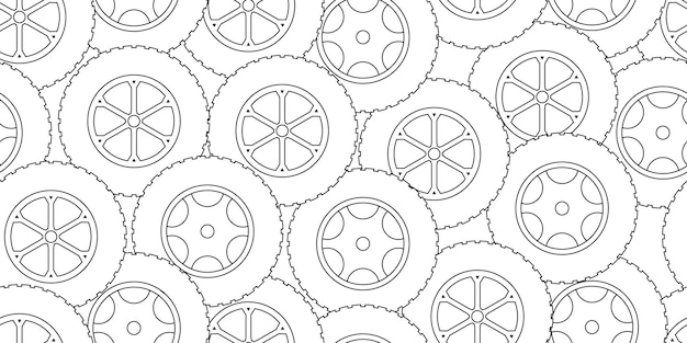 outline wheel tire seamless pattern