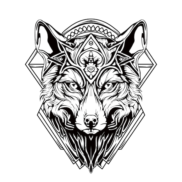 Outline Wolf Drawing Silhouette Lineart illustration