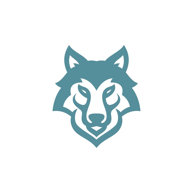 Vector outline wolf head logo design wolf husky dog face silhouette vector icon
