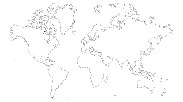 Vector outline world map vector illustration