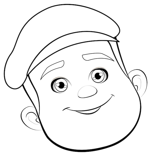 Outline of youth male cartoon face