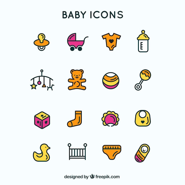 Outlined blue baby icons