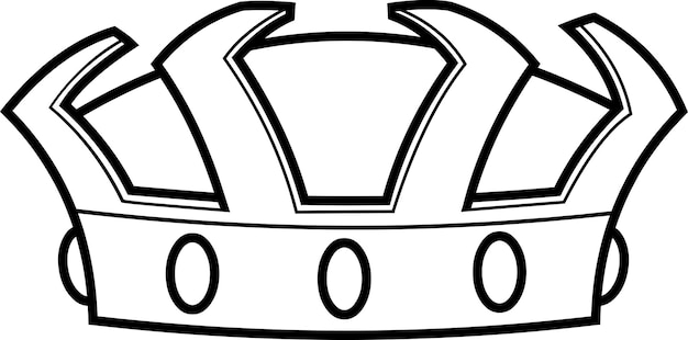 Outlined Cartoon Crown With Diamonds Vector Hand Drawn Illustration