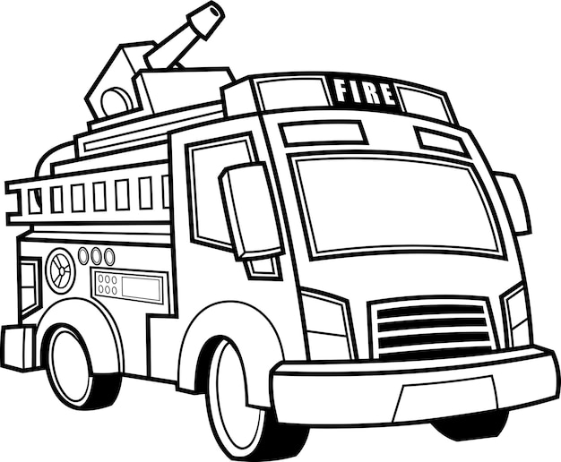 Premium Vector | Outlined cartoon fire truck car. vector hand drawn illustration isolated on transparent background Premium Vector | Outlined cartoon fire truck car. vector hand drawn illustration isolated on transparent background