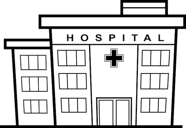 Hospital Building Graphic Black White Sketch Illustration Vector Stock  Illustration  Download Image Now  iStock