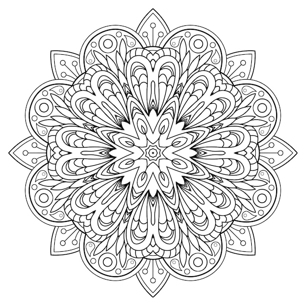 Delineato mandala decorativo da colorare per adulti