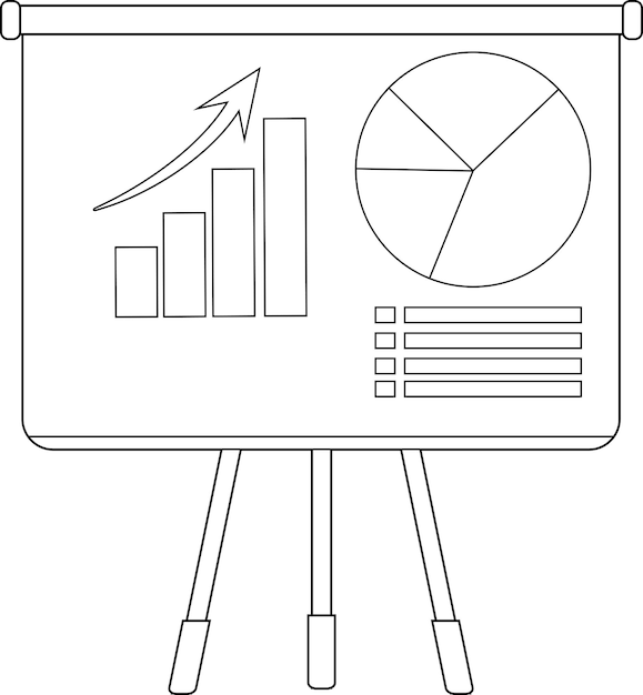 Outlined Financial Pie Chart Board Vector Hand Drawn Illustration