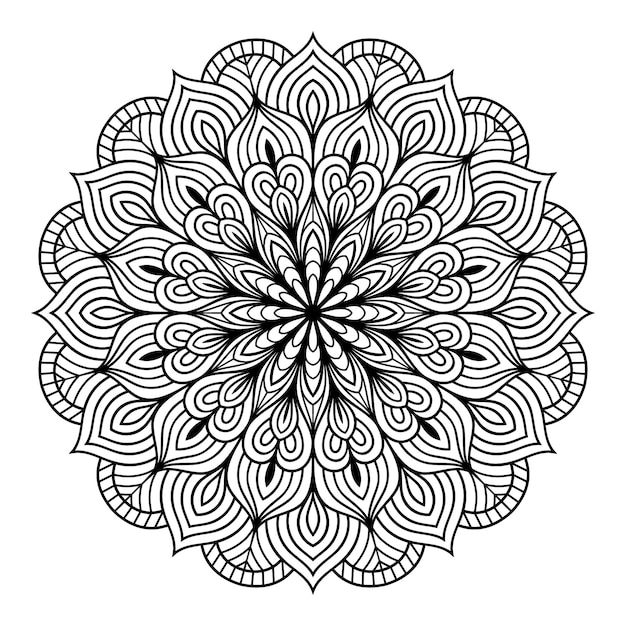 Outlined hand drawn mandala floral pattern art vector, mandala coloring pages