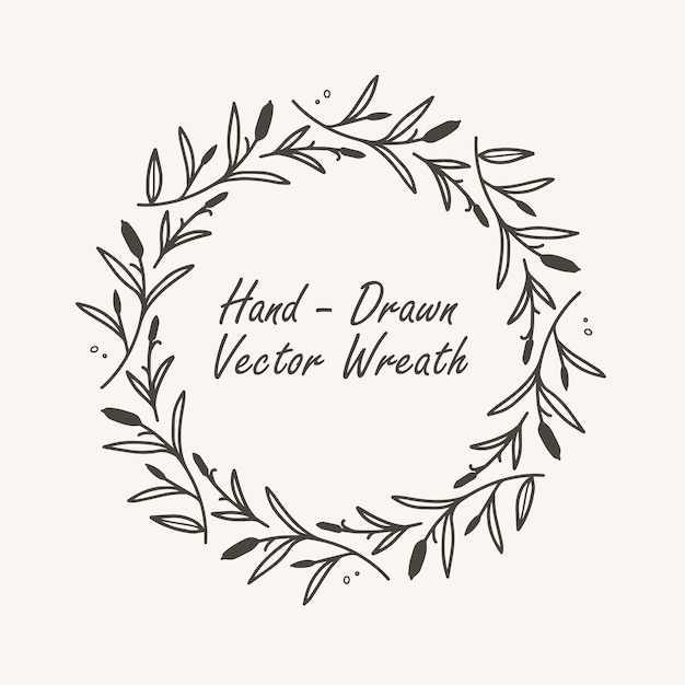 outlined hand drawn wreath elegant vector wreath