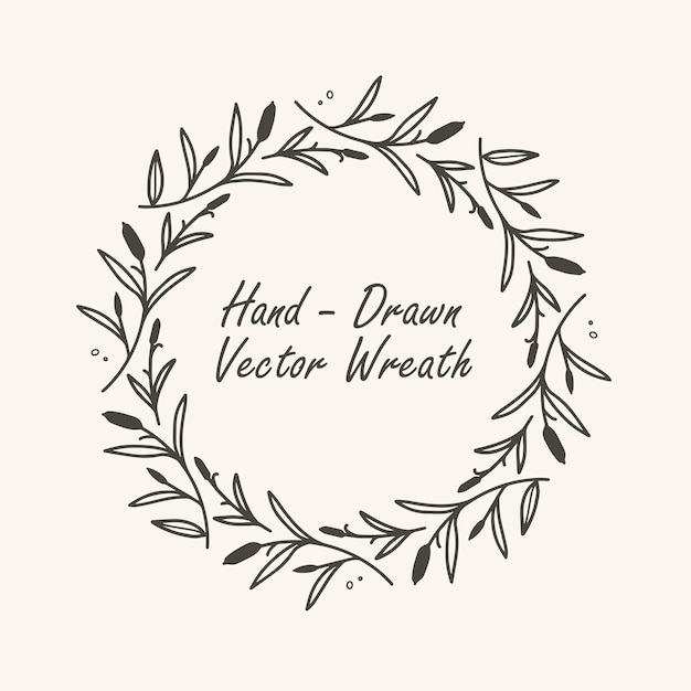 Outlined Hand Drawn Wreath elegant vector wreath