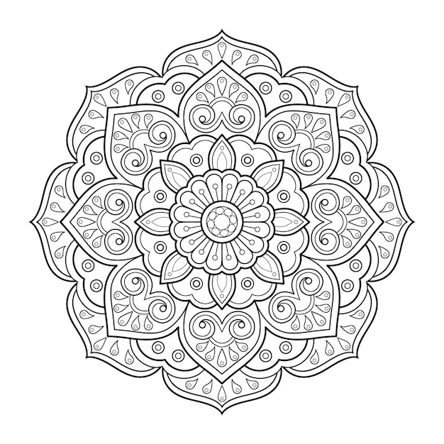 Outlined mandala vector illustration for coloring book