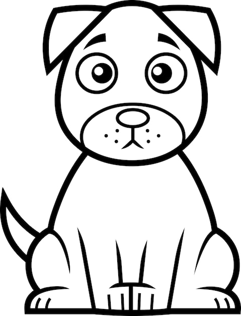 Outlined Sad Dog Cartoon Character. Vector Hand Drawn Illustration