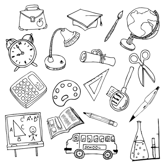Вектор Коллекция школьных принадлежностей, школьные принадлежности для рисования