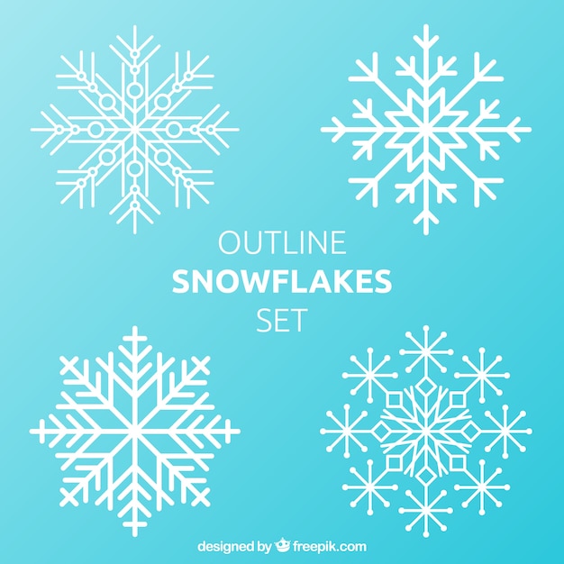 Outlines snowflakes set