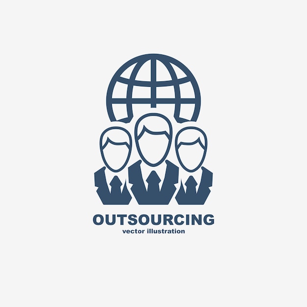 Outsource glyph zwart icoon Succes partnerschap wereldwijde communicatie logo