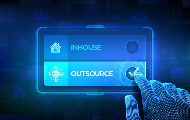 Outsource or inhouse choice concept