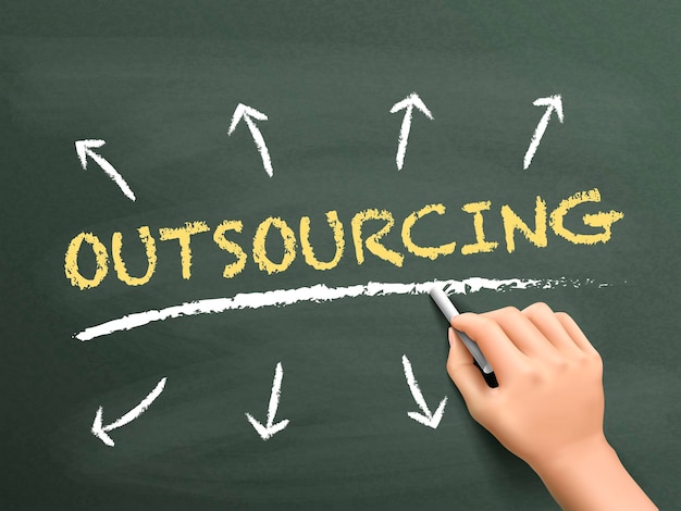 outsourcing word written by hand