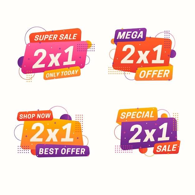 Vector oval 2x1 special offer label collection