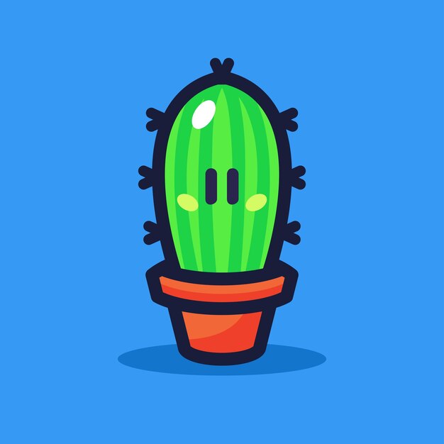 Oval cactus cartoon vector illustration