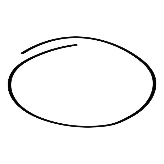 Oval circle drawn with a brush hand doodle cartoon oval