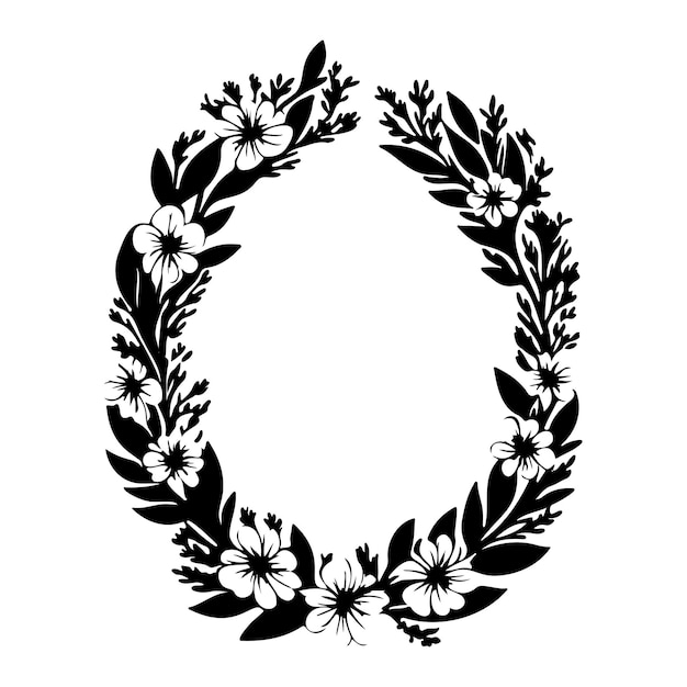 oval frame flower Icon hand draw black logo symbol perfect
