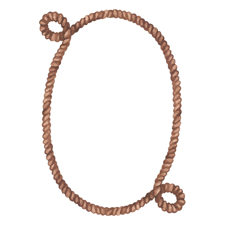 Vector oval frame made of rope watercolor style vector illustration copy space empty space for text