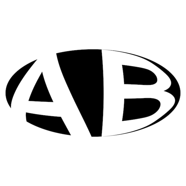 Vector oval logo double letter a b two letters ab ba