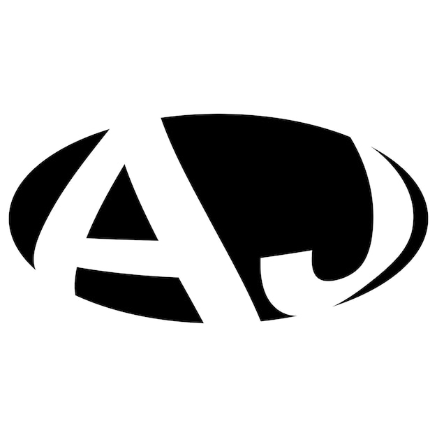 Oval logo dubbele letter a j twee letters aj ja