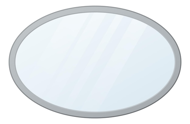 Vector oval mirror. clean reflect glass in metal frame